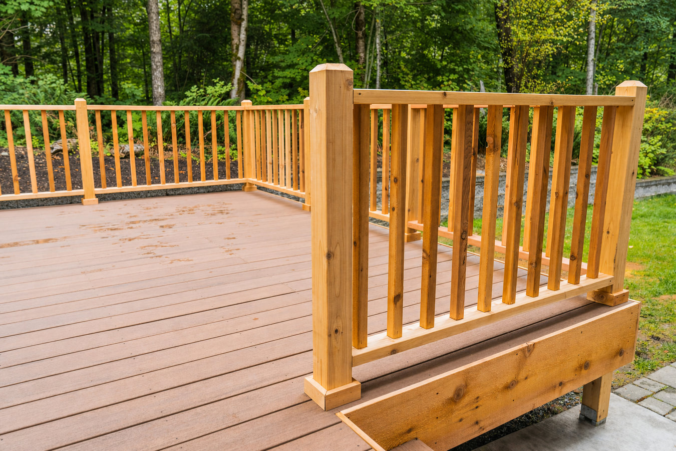 Cedar wood deck construction